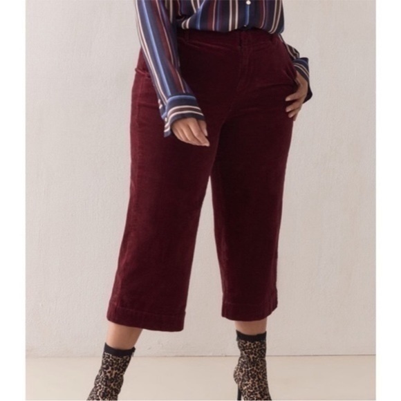Penningtons Pants - New Penningtons| Cropped Crushed Red Corduroy Highrise Pants